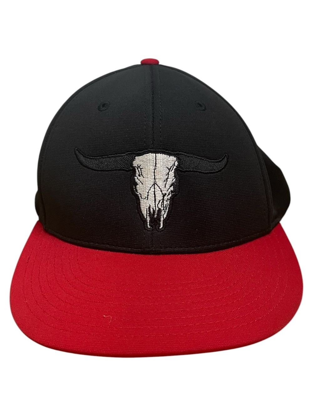 Richardson PTS20 Pulse Flexfit Hat L-XL Black Red Bull Skull Baseball Cap